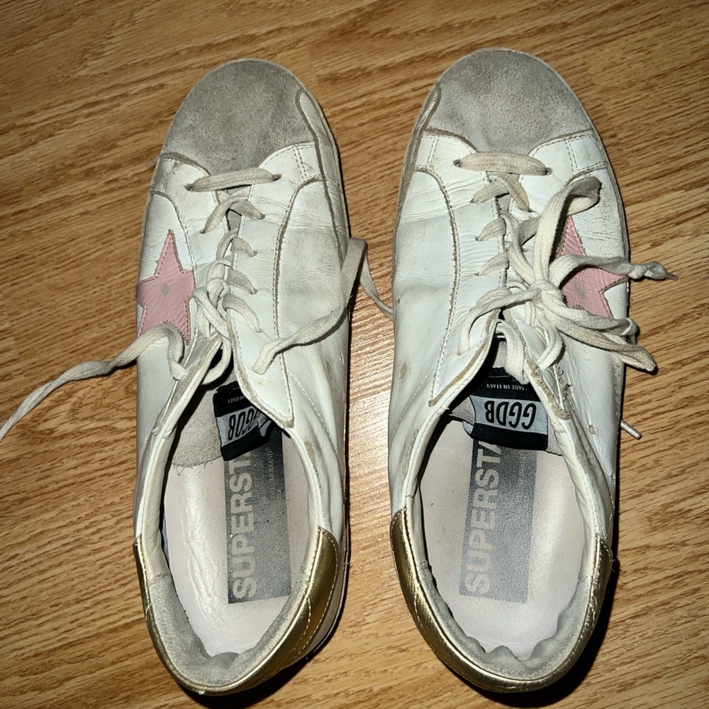 Golden goose size 41 pink and gold